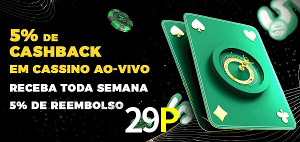 Promoções do cassino ao Vivo 29P